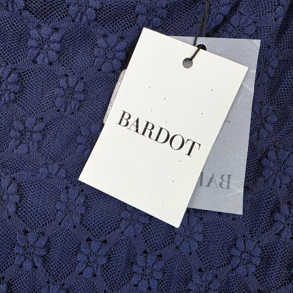 Bardot Dress Womens US 6 Navy Adoni Lace Midi Long Sleeve Floral Evening Formal - Picture 8 of 15